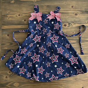 Girls Jessica Ann Navy Casual Dress Stars Print Size 5 Cotton Summer Outfit cs